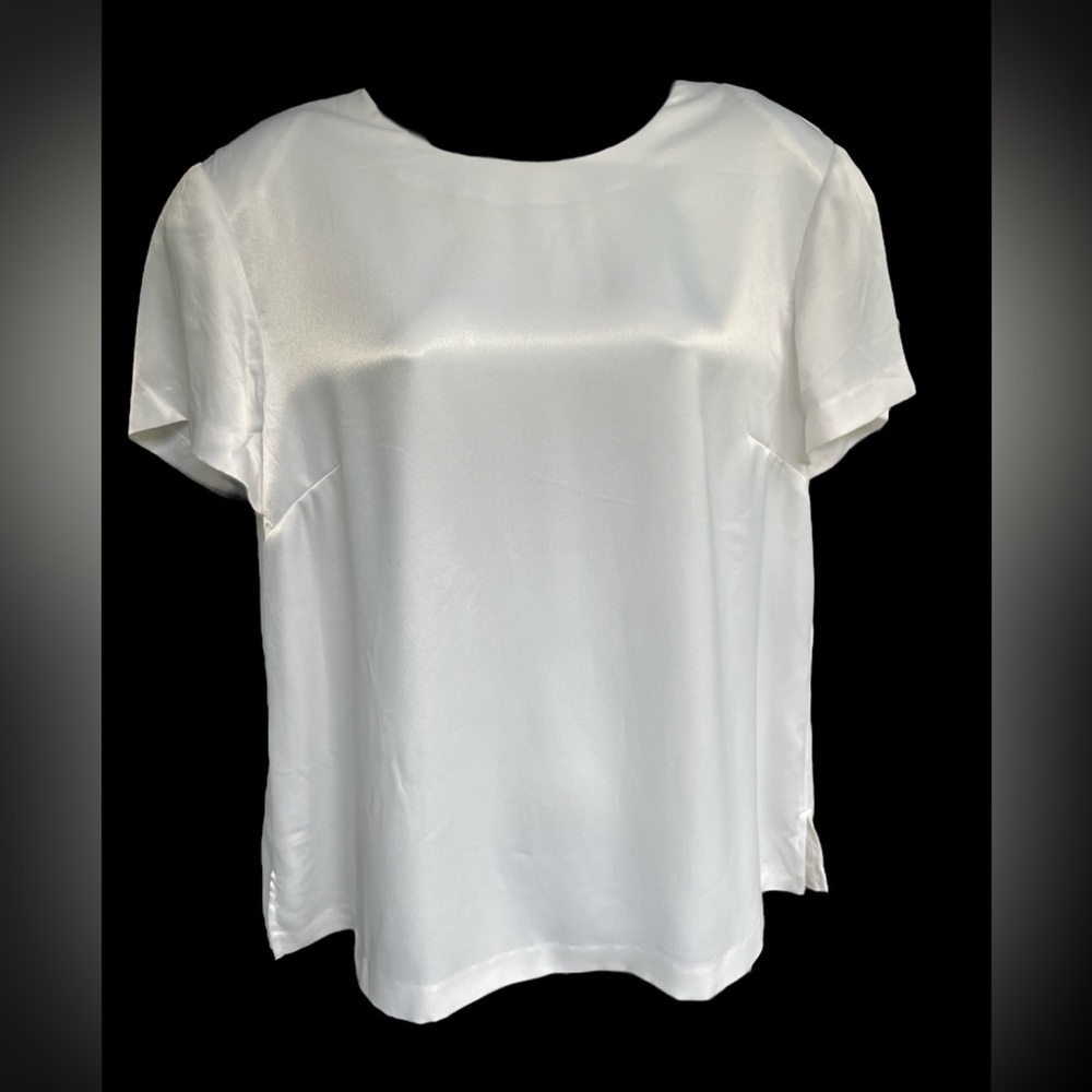 True Vintage 80s Kasper White Satin Blouse XL 18